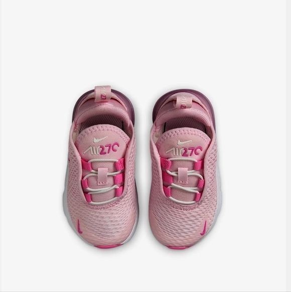 Bling Nike Air Max 270 Pink Toddler Girls Sneakers Baby Shoes - Picture 4 of 5